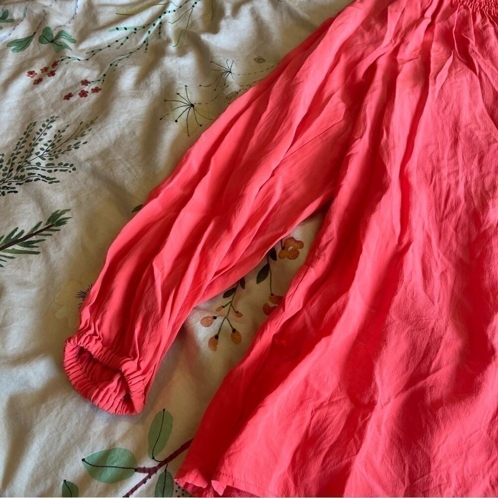 Lilly Pulitzer Coral Pink 100% Silk Peasant Blouse Top Size Small - Picture 8 of 8